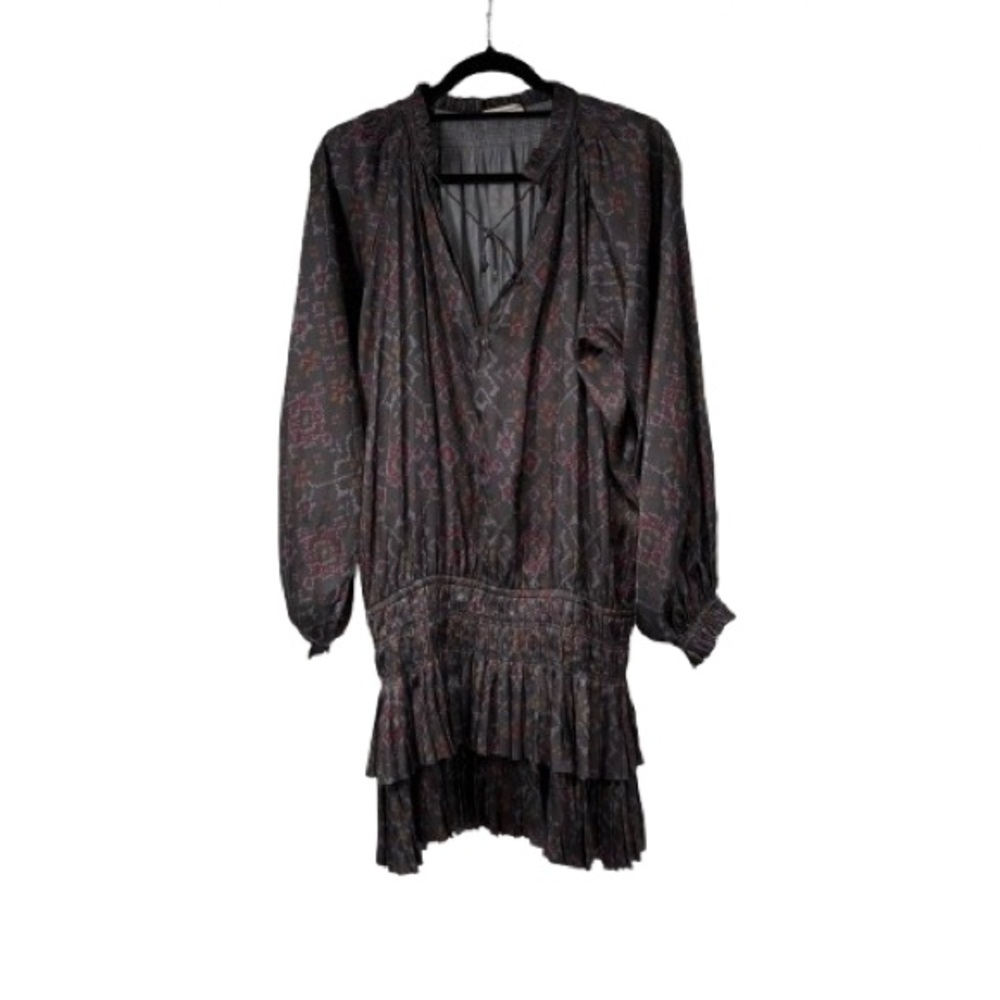 Ulla Johnson Piera Dress in Batik Geometric Printed Long Sleeve Peasant Dress - Picture 2 of 10